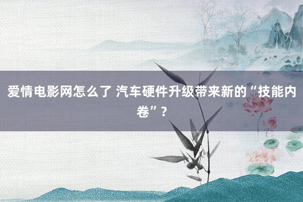 爱情电影网怎么了 汽车硬件升级带来新的“技能内卷”？