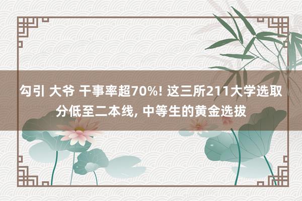 勾引 大爷 干事率超70%! 这三所211大学选取分低至二本线， 中等生的黄金选拔