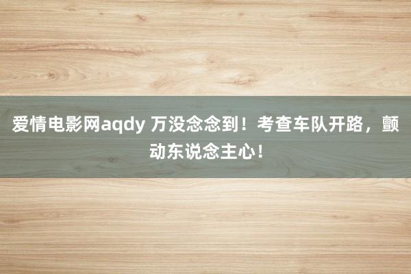 爱情电影网aqdy 万没念念到！考查车队开路，颤动东说念主心！